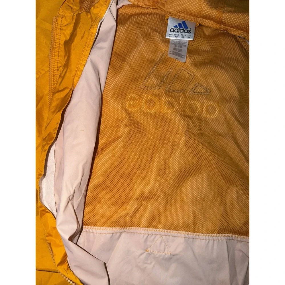 Vintage Adidas Windbreaker Jacket Nylon Mens XL Yellow Purple‎ 3 Stripe 90s